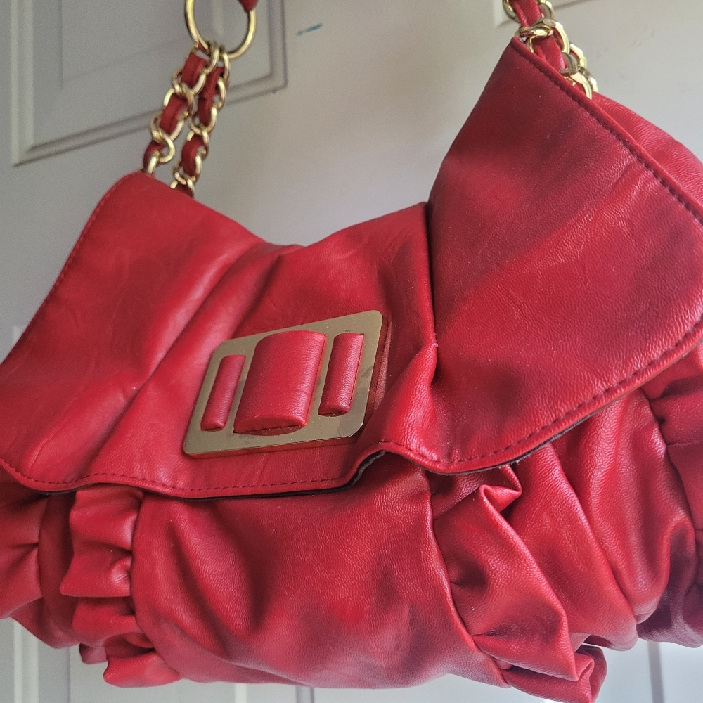 Rampage Red Shoulder Bag with Gold Accents
